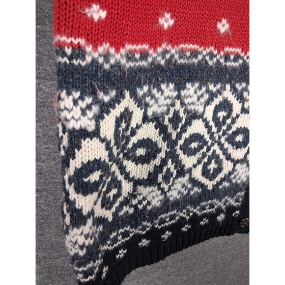North Crest Womens Sweater Large Red Black Fair Isle Nordic Cardigan Holiday VTG - Picture 6 of 11